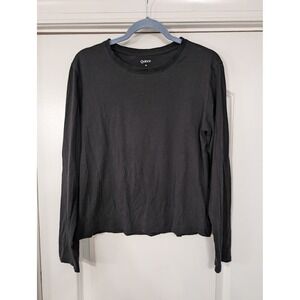 Quince Cotton Modal Relaxed Long Sleeve Tee Black Size Medium basics